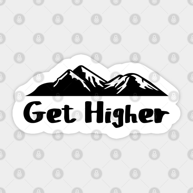 Get Higher - Mountain Silhouette Hiking Outdoor Trails Sticker by PozureTees108